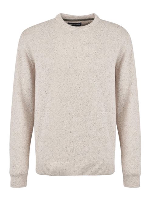 Maglia da uomo girocollo in misto lana ad effetto tweed color beige BARBOUR | MKN0844MKNST51