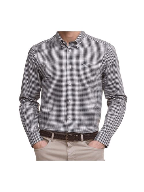 Camicia da uomo botton down in cotone quadretti color bianco/marrone BARBOUR | MSH5027MSHBR17