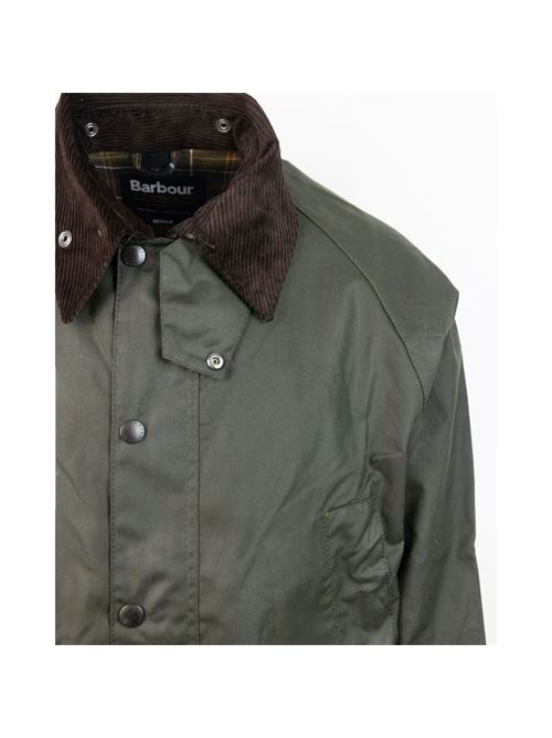 Giacca da uomo in cotone cerato con colletto in velluto colore verde oliva BARBOUR | MWX0018MWXOL99