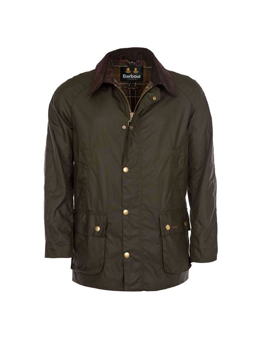Giacca da uomo in cotone cerato con colletto in velluto e due spacchi posteriori colore verde oliva BARBOUR | MWX0339MWXOL71