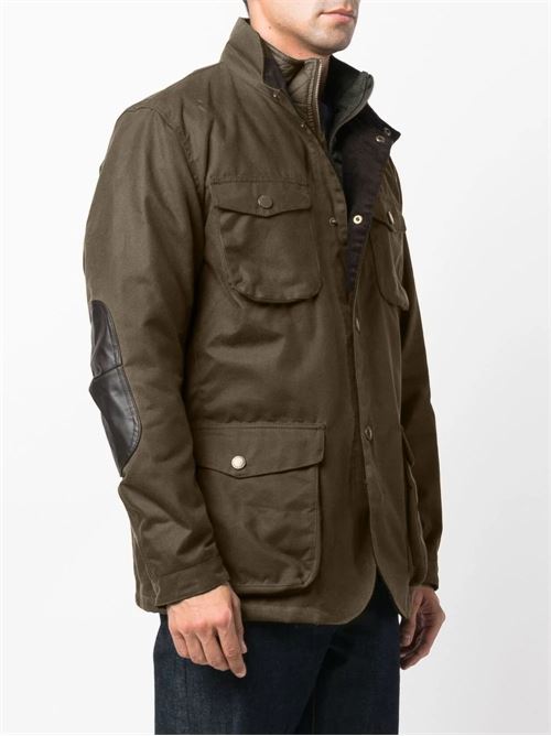Giacca da uomo in cotone cerato con gilet interno e toppe sui gomiti colore verde oliva BARBOUR | MWX0700MWXOL51