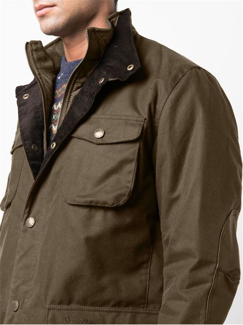 Giacca da uomo in cotone cerato con gilet interno e toppe sui gomiti colore verde oliva BARBOUR | MWX0700MWXOL51