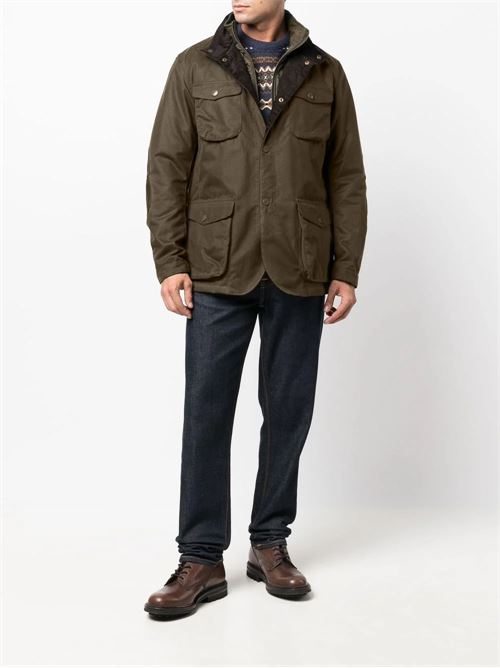 Giacca da uomo in cotone cerato con gilet interno e toppe sui gomiti colore verde oliva BARBOUR | MWX0700MWXOL51
