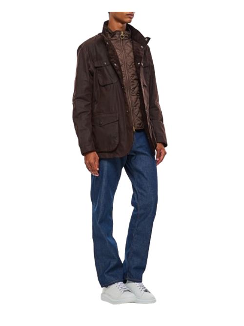 Giacca da uomo in cotone cerato con gilet interno e toppe sui gomiti colore rustic marrone BARBOUR | MWX0700MWXRU71