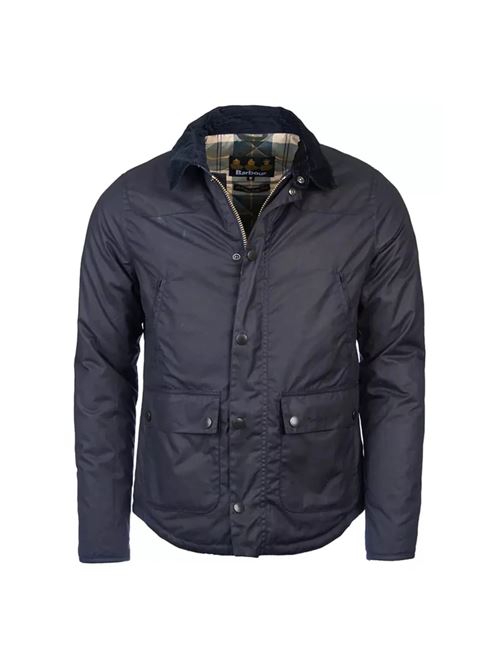 Giacca da uomo in cotone cerato con toppe sulle spalle e colletto in velluto colore blu navy BARBOUR | MWX1106MWXNY92