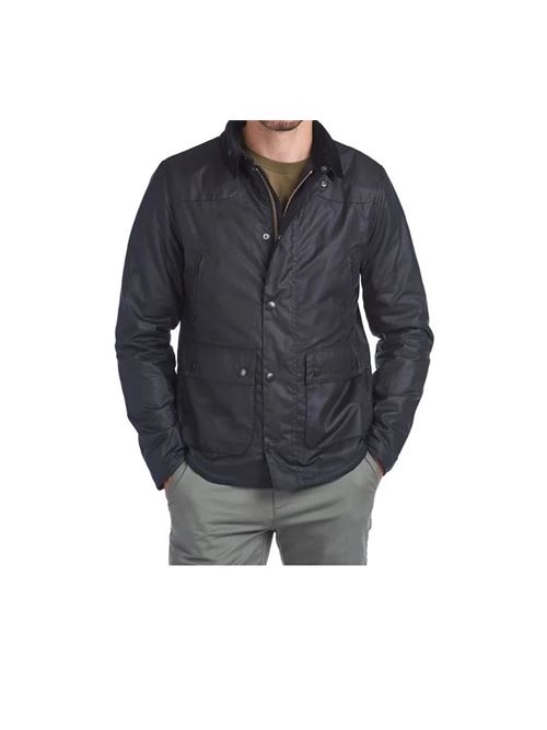 Giacca da uomo in cotone cerato con toppe sulle spalle e colletto in velluto colore blu navy BARBOUR | MWX1106MWXNY92