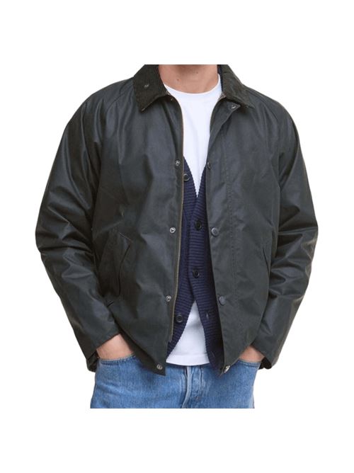 Giaccone da uomo corto in cotone cerato con colletto in velluto color verdw salvia BARBOUR | MWX2492MWXSG51
