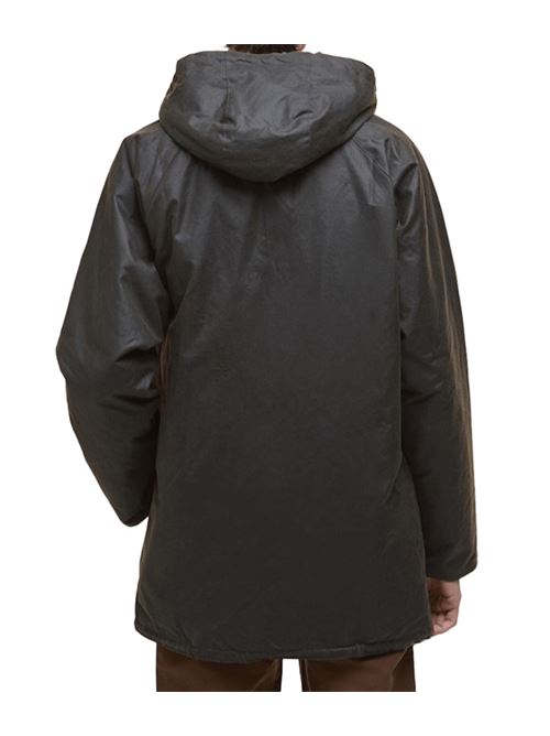 Parka da uomo in cotone cerato con cappuccio e coulisse in fondo colore verde oliva BARBOUR | MWX2494MWXOL71