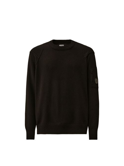Maglione da uomo in misto lana riciclata, girocollo, colore black C.P. COMPANY | MAGLIERIA | KN707A110149A999
