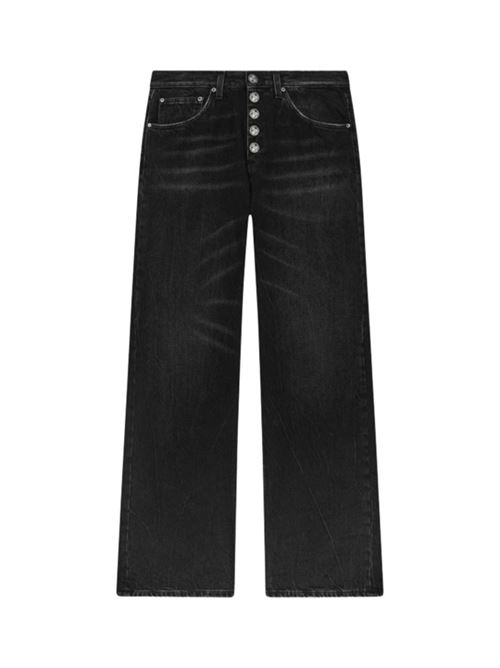 Jeans da donna gamba a palazzo, bottone gioiello cotone, colore nero DONDUP | DP427BDFE305LM9999