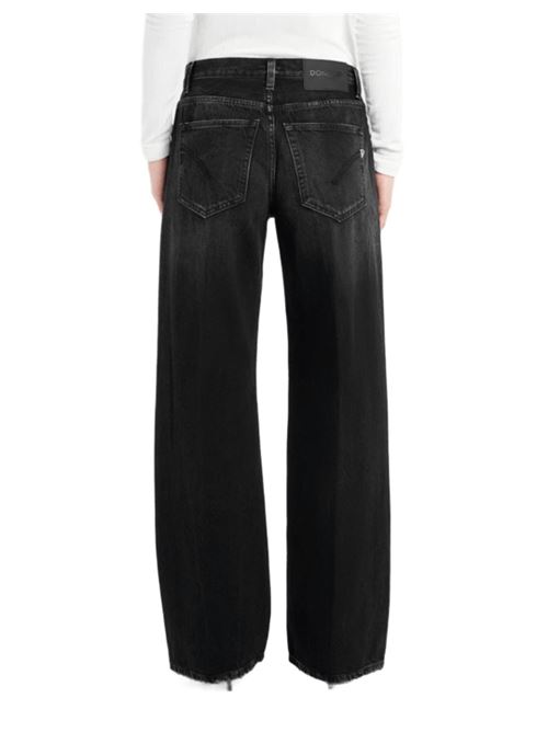 Jeans da donna gamba a palazzo, bottone gioiello cotone, colore nero DONDUP | DP427BDFE305LM9999