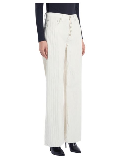 Pantalone da donna in velluto 500 righe, bottone gioiello, color alabastro DONDUP | DP427BVS0031XXX017