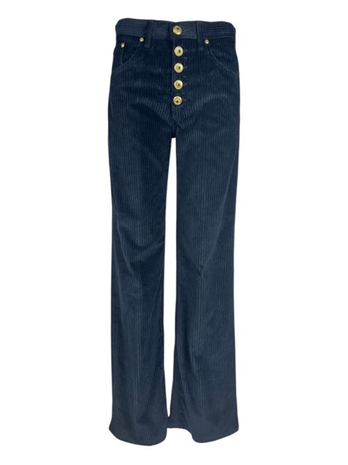 Pantalone da donna in velluto 500 righe, bottone gioiello, colore blu DONDUP | DP427BVS0031XXX890