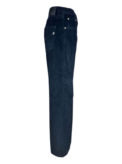Pantalone da donna in velluto 500 righe, bottone gioiello, colore blu DONDUP | DP427BVS0031XXX890
