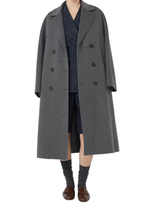 Cappotto da donna in pura lana, lungo, doppiopetto con cintura in vita, colore grigio S MAX MARA | 9016025106050