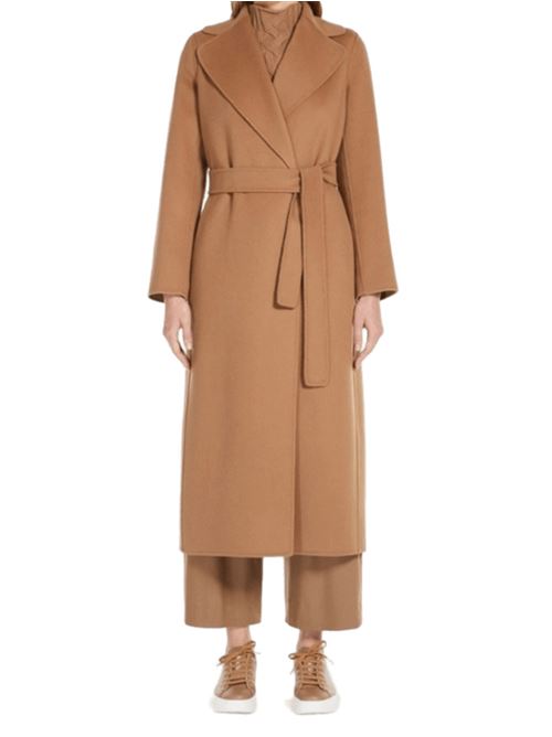 Cappotto lungo da donna in pura lana, vestaglia, cintura, color cammello. S MAX MARA | 9016045306045