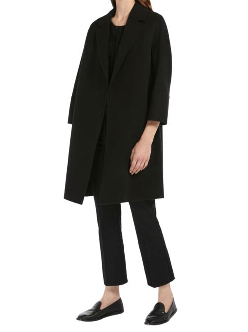 Cappotto corto da donna in pura lana vergine con taglio in vita sul retro e le maniche a 3/4, colore nero S MAX MARA | 9016075106013