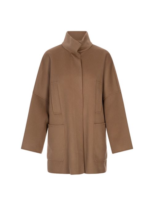 Cappotto caban da donna in pura lana, collo a cratere, color cammello S MAX MARA | 9086041600045