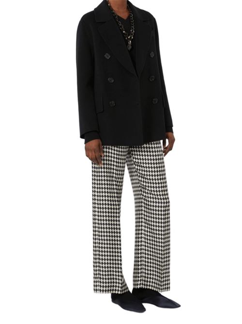 Pantalone sartoriale d'ispirazione maschile, in pura seta, colore nero/ecrù S MAX MARA | 9136021106001