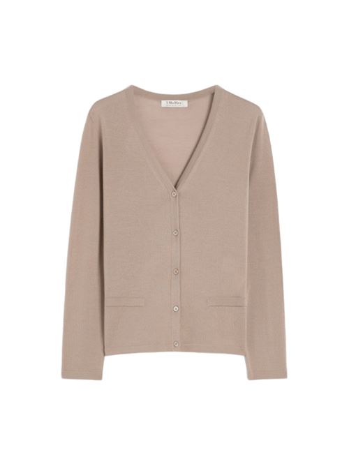 Cardigan da donna in pura lana con scollo a V, manica lunga, color tortora S MAX MARA | 9346015106006