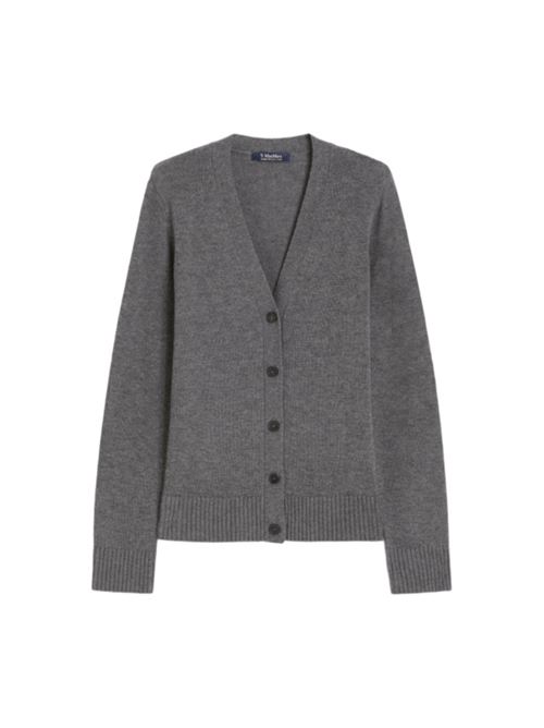 Cardigan maschile con toppe in maglia color cammello sui gomiti, colore grigio S MAX MARA | 9346025106007
