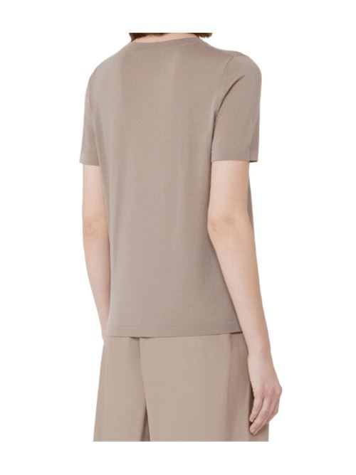 Maglia da donna in pura lana, mezza manica, taschino, color tortora S MAX MARA | 9366025106006