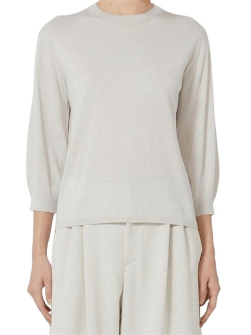 Maglia da donna in pura lana dalla linea dritta, manica a 3/4, colore bianco S MAX MARA | 9366045106001