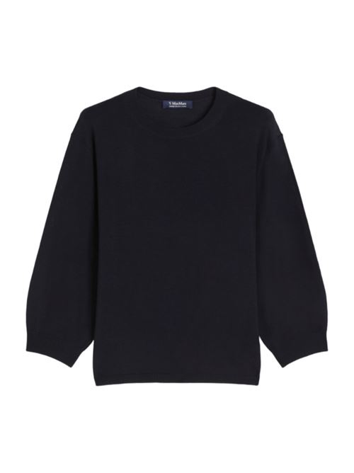 Maglia da donna in pura lana dalla linea dritta, manica a 3/4, colore blu marino S MAX MARA | 9366045106012