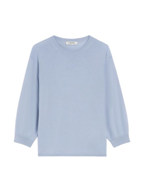 Maglia da donna in pura lana dalla linea dritta, manica a 3/4, colore azzurro S MAX MARA | 9366045106015