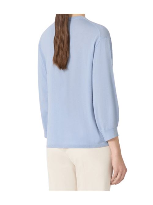 Maglia da donna in pura lana dalla linea dritta, manica a 3/4, colore azzurro S MAX MARA | 9366045106015
