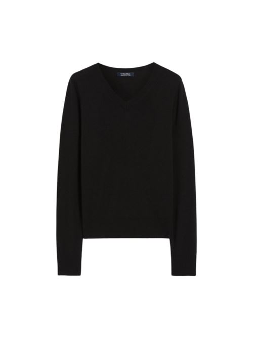 Maglia da donna in pura lana, scollo a V, manica lunga, colore nero S MAX MARA | 9366085106008