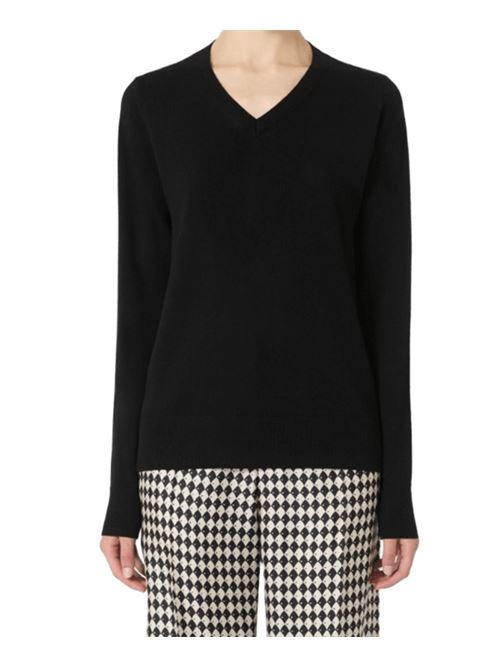 Maglia da donna in pura lana, scollo a V, manica lunga, colore nero S MAX MARA | 9366085106008