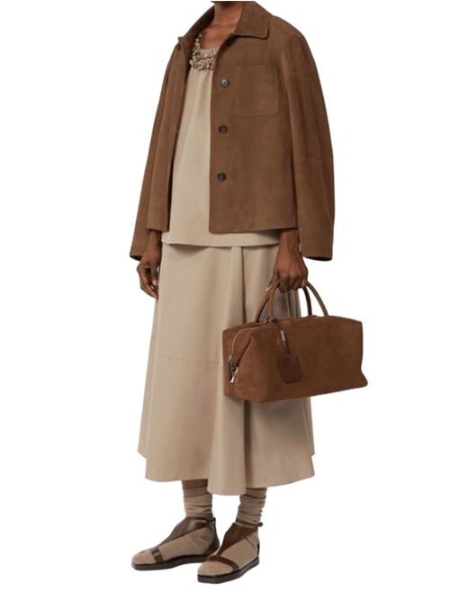Overshirt da donna in pelle scamosciata, colore marrone scuro S MAX MARA | 9446025106001
