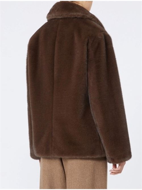 Giaccone da donna in eco pelliccia, doppiopetto, color marrone. S MAX MARA | 9456015306001