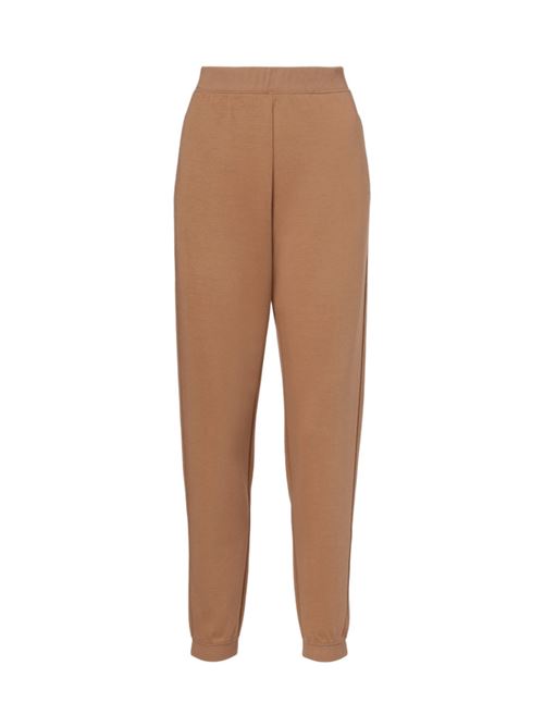 Pantalone jogging da donna  con inserti elastici a costine in vita e alle caviglie, colore cammello S MAX MARA | 9786031106005