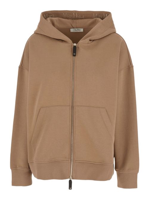 Felpa da donna con cappuccio in jersey di cotone, color cammello S MAX MARA | 9916021106005