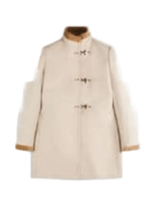 Cappotto da donna in misto lana con profili in velluto, colore bianco FAY | CAPPOTTI | NAW50514000XMYC002