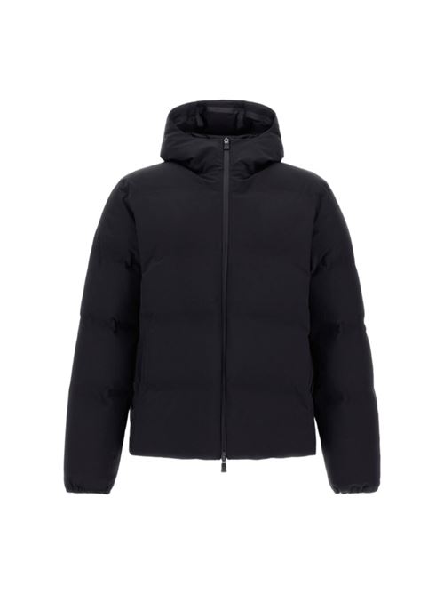 Giaccone da uomo in tessuto tecnico imbottito in piuma, con cappuccio, colore nero HERNO | PIUMINI | PI001247U12590SZ9300