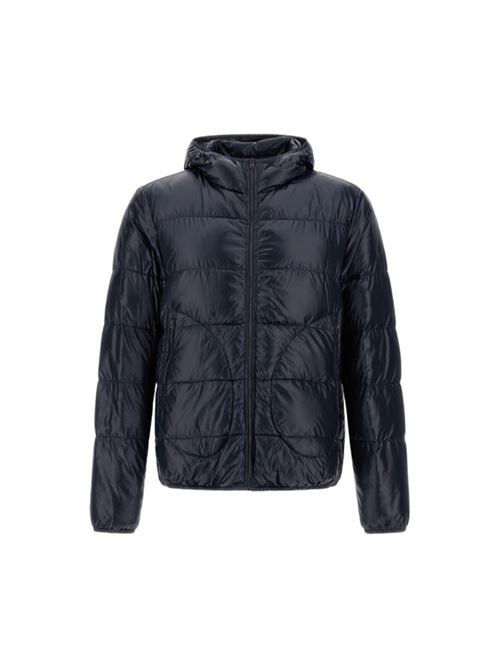 Giubbotto da uomo con cappuccio imbottito in piuma, colore blu navy HERNO | PIUMINI | PI001248U120179200