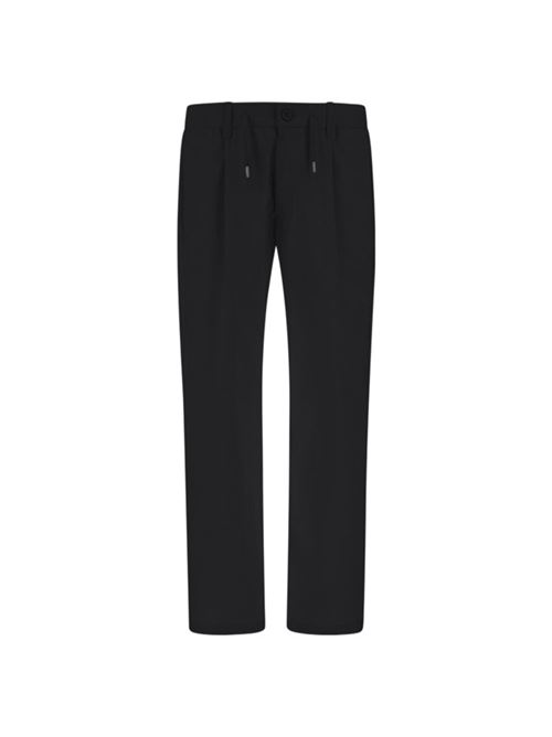 Pantaloni da uomo in tessuto tecnico con coulisse e pinces, colore nero HERNO | PANTALONI | PT000145U125399300