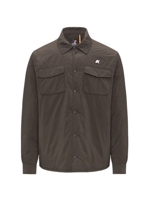 Overshirt da uomo imbottita in tessuto tecnico colore depth black olive K-WAY | K2136JWXRG