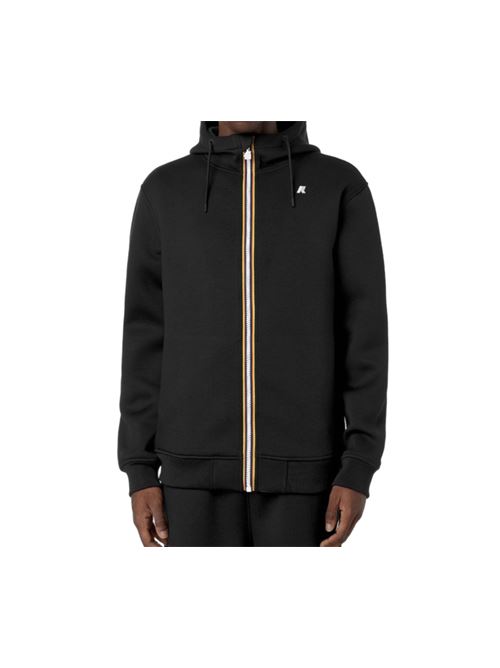Felpa da uomo con cappuccio in tessuto tecnico scuba, colore black K-WAY | K2141DWUSY