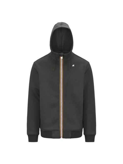 Felpa da uomo con cappuccio in tessuto tecnico scuba, colore green balckish K-WAY | K2141DWWMR