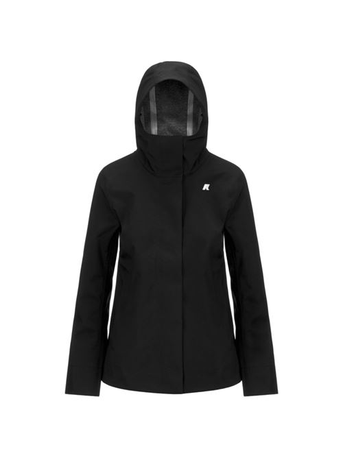 Giacca da donna con cappuccio fisso in poliestre elasticizzato colore nero K-WAY | K21488WA3C