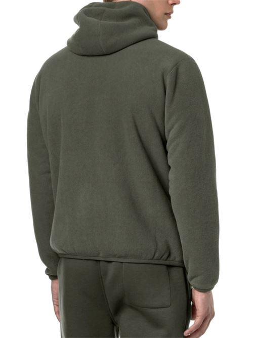 Felpa da uomo con cappuccio double effetto sherpa colore verde K-WAY | K3132NWB38