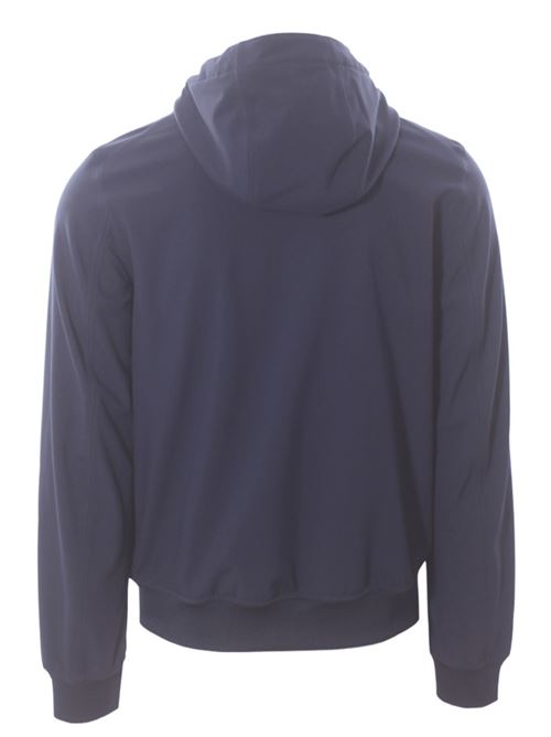 Giubbotto da uomo con cappuccio in tessuto tecnico impermeabile colore blu K-WAY | K3135KWA2B