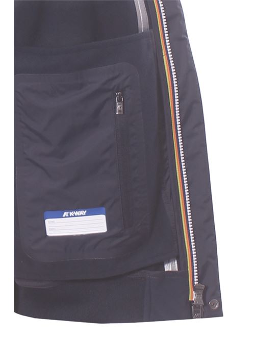 Giubbotto da uomo con cappuccio in tessuto tecnico impermeabile colore blu K-WAY | K3135KWA2B
