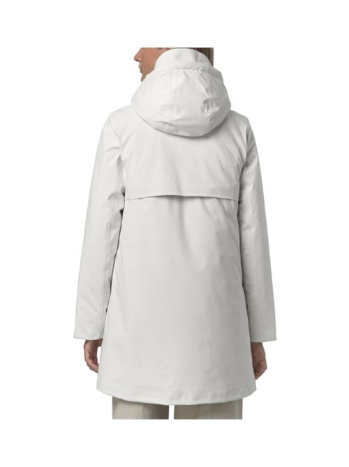 Giaccone da donna con cappuccio lunghezza 3/4 tessuto tecnico, colore bianco K-WAY | K5136DWB2Z