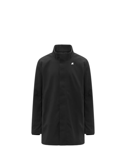 Parka da uomo con cappuccio staccabile, lunghezza 3/4 in tessuto tecnico, impermeabile, colore nero K-WAY | K6116YWA3C