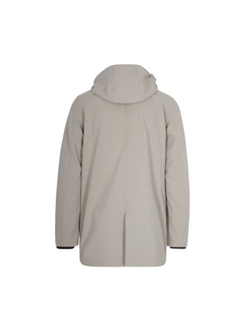 Parka da uomo con cappuccio staccabile, lunghezza 3/4 in tessuto tecnico, impermeabile, colore beige K-WAY | K6116YWB2A